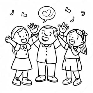 Kinders Wat Lofsange Sing Inkleurblad Inkleurbladsye