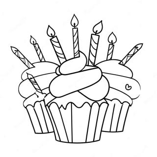 Verjaardag Cupcake Met Kersies Inkleurblad 11902-698