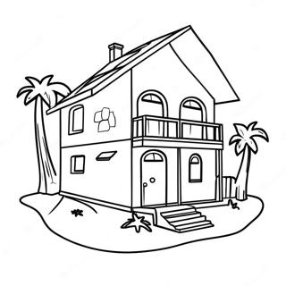 Sonbeskinnige Strandhuis Inkleurblad 119630 54549