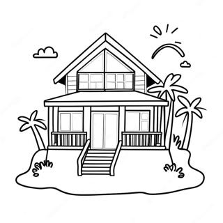 Sonbeskinnige Strandhuis Inkleurblad 119630 54550