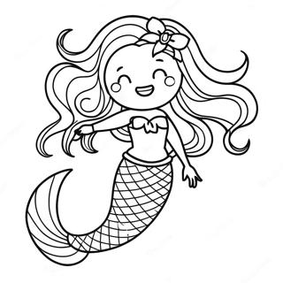 Majestueuse Swart Meermin Met Lang Hare Inkleurblad 120606-55318