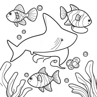 Tierhaai Met Speelse Vis Inkleurblad 121169-55952