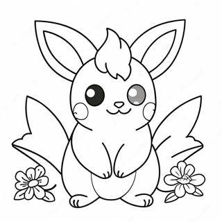 Schattige Flareon Met Blomme Inkleurblad 121758-56377