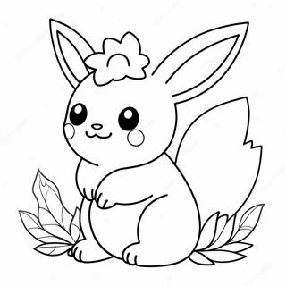 Schattige Flareon Met Blomme Inkleurblad 121758-56378