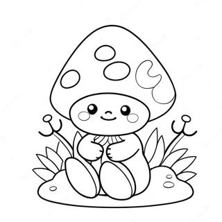 Schattige Sampioen Gnoom Met Blomme Inkleurblad 122093 56641