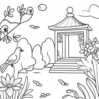 Chinoiserie Tuin Met Voels Inkleurblad 123020-57423