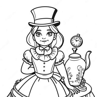 Steampunk Alice In Wonderland Inkleurbladsye