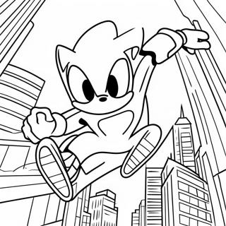 Sonic Spiderman Wat Deur Die Stad Swang Inkleurblad 124278-58485