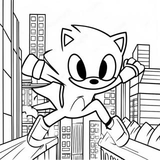 Sonic Spiderman Wat Deur Die Stad Swang Inkleurblad 124278-58487