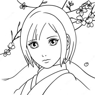 Sakura Haruno Met Kersiebloeisels Inkleurblad 124356-58550