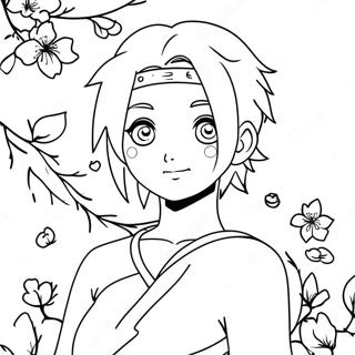 Sakura Haruno Met Kersiebloeisels Inkleurblad 124356-58552