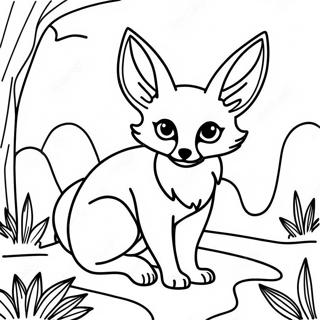 Fennec Vos Onder Die Maanlig Inkleurblad 125027-59079