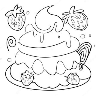 Kleurvolle Aardbeikoek Verjaardagspartytjie Inkleurblad 12554-1490