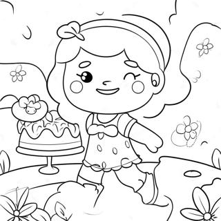 Schattige Aardbeikoek In N Piekniek Scenario Inkleurblad 12556-1922