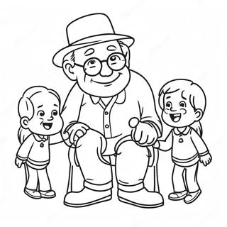 Grappige Oupa Wat Met Kleinkinders Speel Inkleurblad 126263-60025