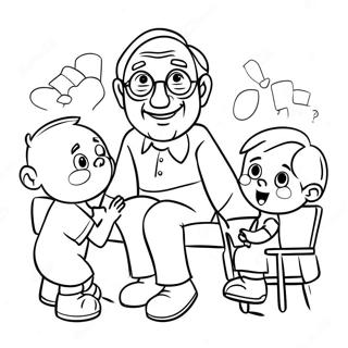 Grappige Oupa Wat Met Kleinkinders Speel Inkleurblad 126263-60026