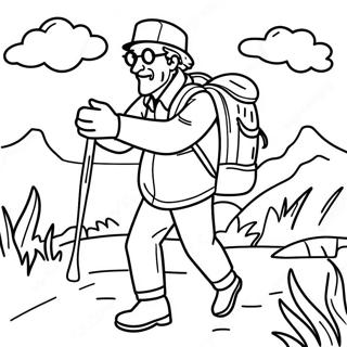 Avontuurlike Oupa Wat In Die Natuur Stap Inkleurblad 126265 60035