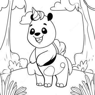 Schattige Unicorn Panda In N Magiese Woud Inkleurblad 130790-63673