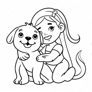 Speelse Groot Sister Met N Hond Inkleurblad 131309 64084