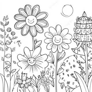 Gedetailleerde Blomtuin Inkleurblad 131409-64151