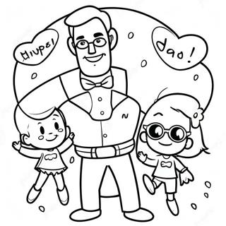 Super Pa Met Kinders Inkleurblad 131567-64282