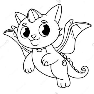 Schattige Kat Draak Wat Vlieg Inkleurblad 131718-64391