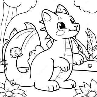 Speelse Kat Draak In N Tuin Inkleurblad 131720-64398