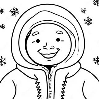 Gelukkige Eskimo Met Sneeuvlokkies Inkleurblad 133413-65708