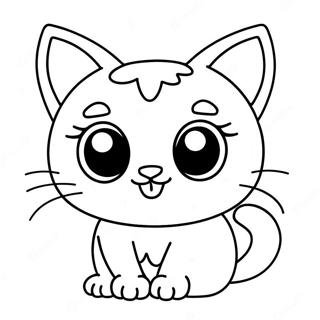 Schattige Kawaii Kat Met Groot Oe Inkleurblad 133439-65725