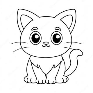 Schattige Kawaii Kat Met Groot Oe Inkleurblad 133439-65726