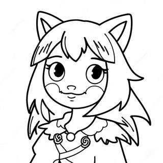 Mysterieuse Wolf Meisie Anime Inkleurblad 134241 66357