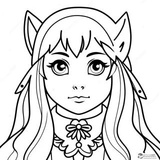 Mysterieuse Wolf Meisie Anime Inkleurblad 134241 66359