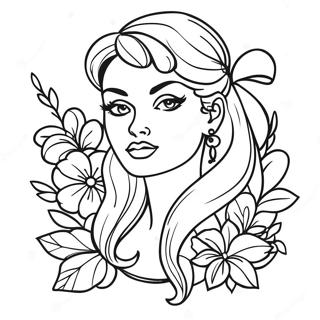 Tattoo Pin Up Meisie Inkleurblad 135801-67563