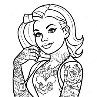 Tattoo Pin Up Meisie Inkleurblad 135801-67564