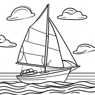 Kleurvolle Seilboot Op Die Oseaan Inkleurblad 135828-67585