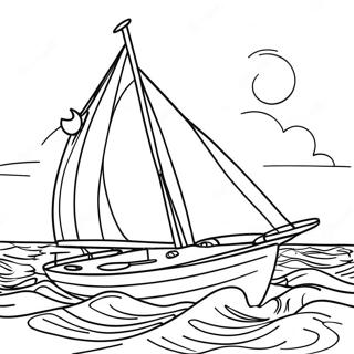 Kleurvolle Seilboot Op Die Oseaan Inkleurblad 135828-67586