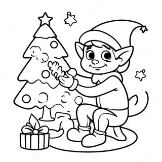 Vrolike Elf Wat N Kersboom Versier Inkleurblad 136235-67914