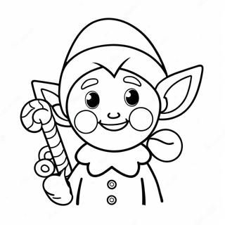 Gelukkige Elf Met Kersstokkies Inkleurblad 136236-67917