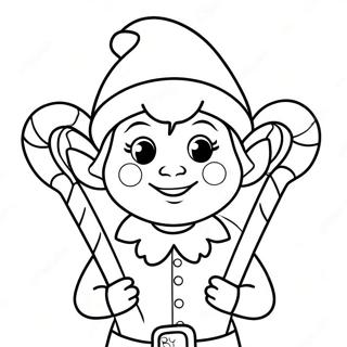 Gelukkige Elf Met Kersstokkies Inkleurblad 136236-67918