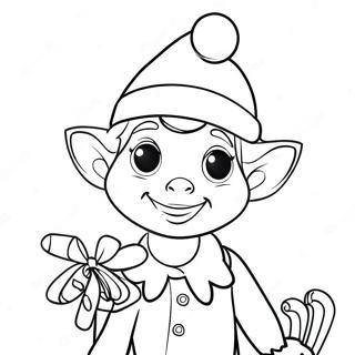 Gelukkige Elf Met Kersstokkies Inkleurblad 136236-67919