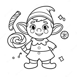 Gelukkige Elf Met Kersstokkies Inkleurblad 136236-67920