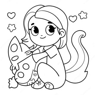 Schattige Tumblr Meisie Met Kat Inkleurblad 136593-68187