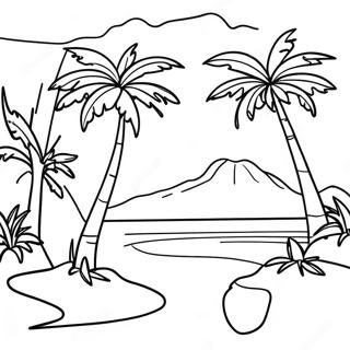 Levendige Dominikaanse Republiek Tropiese Landskap Inkleurblad 136747 68309