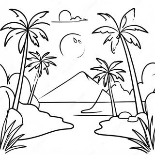 Levendige Dominikaanse Republiek Tropiese Landskap Inkleurblad 136747 68312