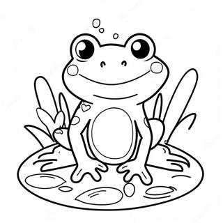 Schattige Frog Wat Op N Waterlelie Sit Inkleurblad 13780-3006