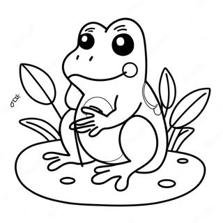 Schattige Frog Wat Op N Waterlelie Sit Inkleurblad 13780-3007