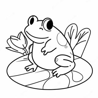 Schattige Frog Wat Op N Waterlelie Sit Inkleurblad 13780-3008