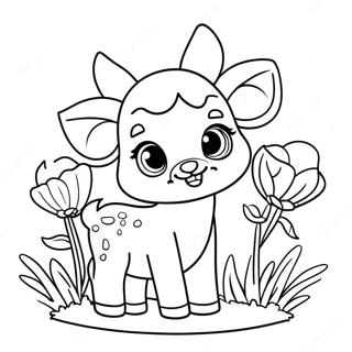 Speelse Baba Hert Met Blomme Inkleurblad 138696-69980