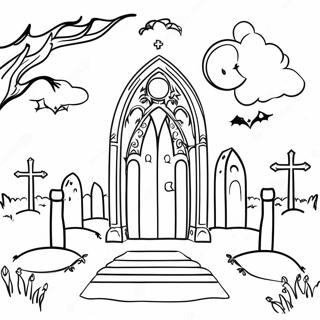 Spookagtige Gothiese Begraafplaas Inkleurblad 138722-70001