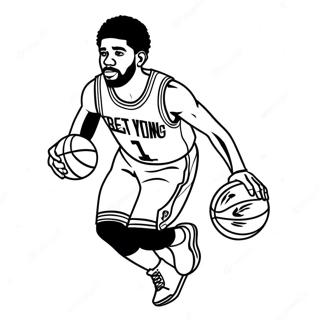 Kyrie Irving Dribbelende Basketbal Inkleurblad 139232-70394